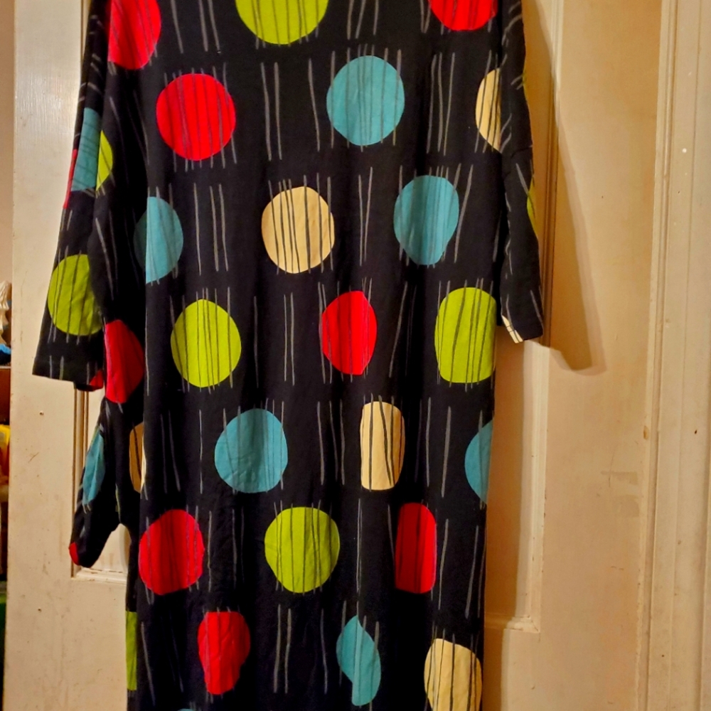 EUC Gudrun Sjoden black large dot dress XL